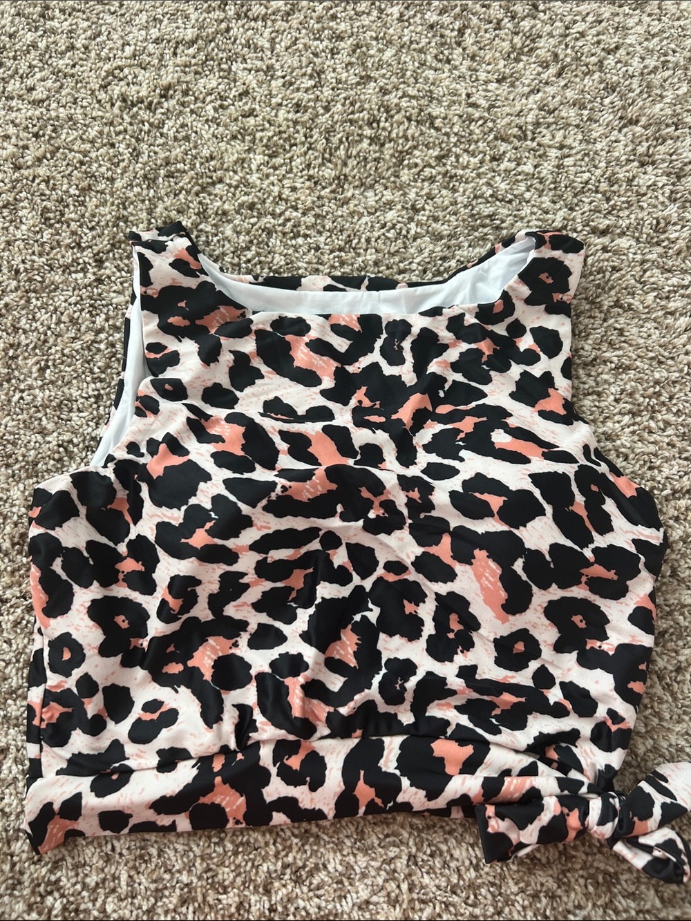 NWOT Sporty Leopard Print Tankini Top and Black High-Waist Bottoms - Size XL - Picture 8 of 14